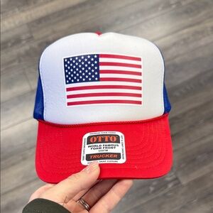 OTTO Red and Blue Trucker Hat with Flag
